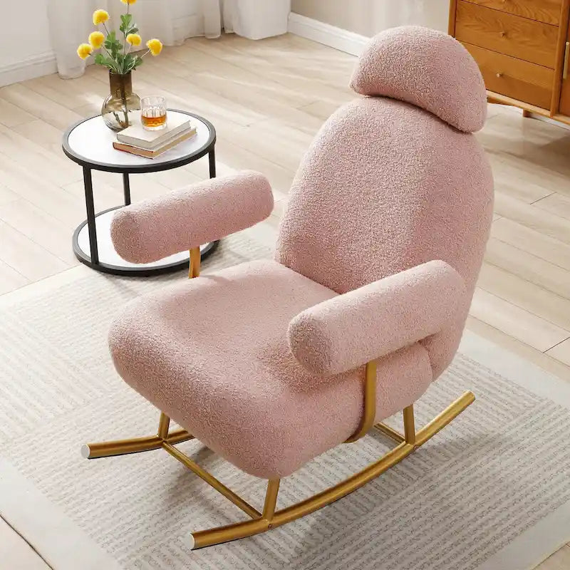 Modern Sherpa Fabric Nursery Rocking Chair