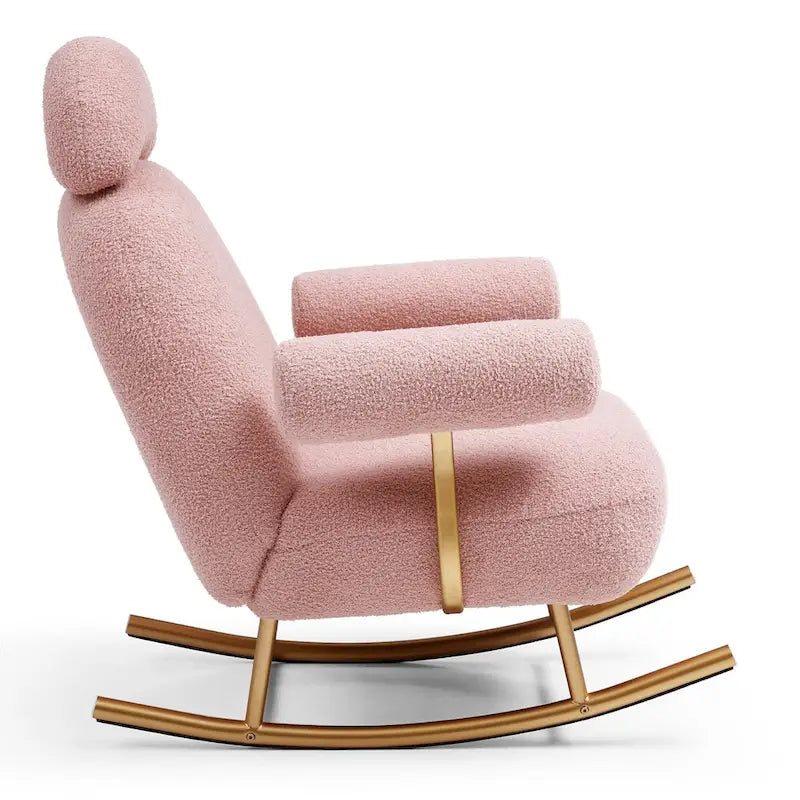 Modern Sherpa Fabric Nursery Rocking Chair