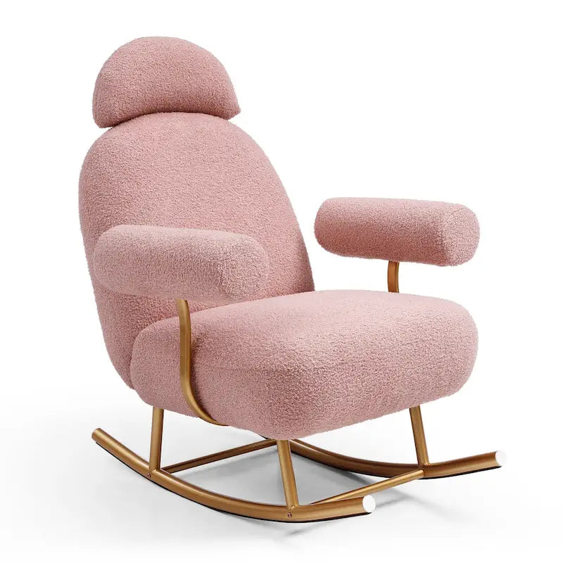 Modern Sherpa Fabric Nursery Rocking Chair