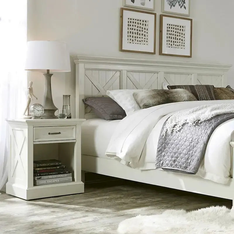 Seaside Lodge Off-White 2-Piece King Headboard and Nightstand Set by homestyles