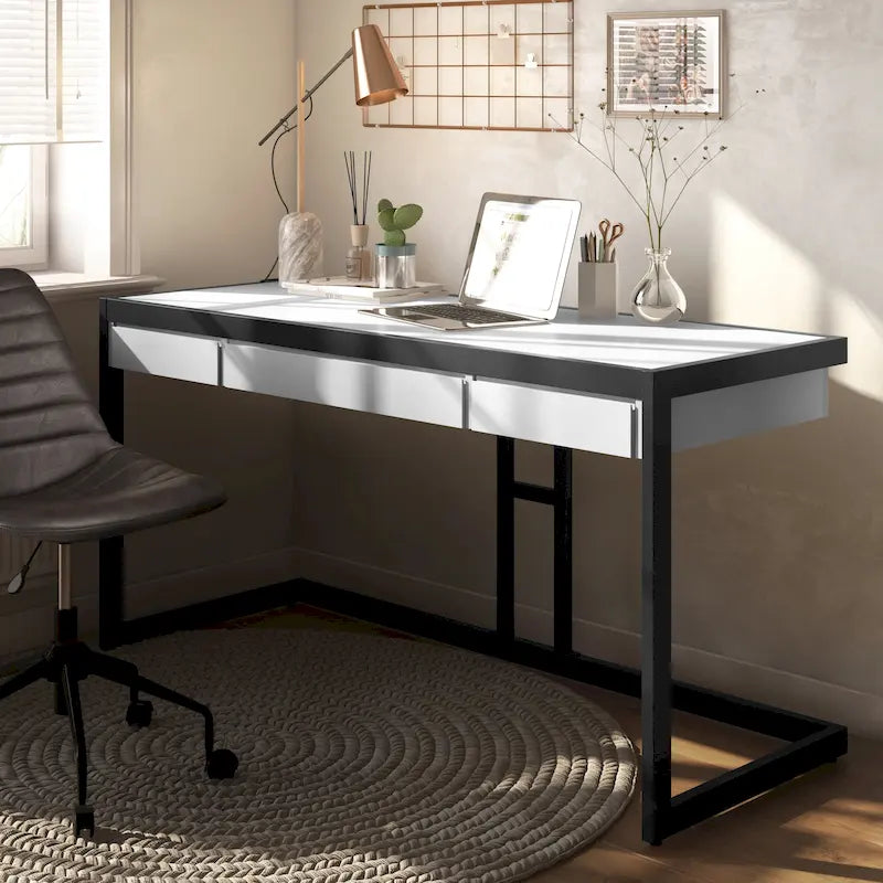 WYNDENHALL Cecilia Solid Acacia Wood Industrial Office Desk