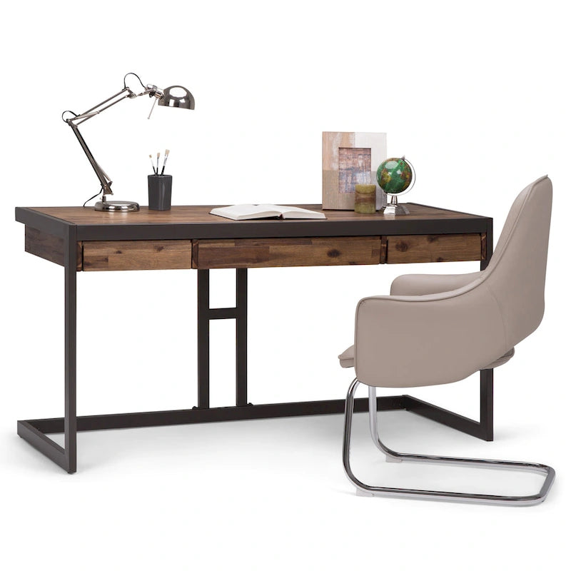 WYNDENHALL Cecilia Solid Acacia Wood Industrial Office Desk