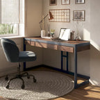 WYNDENHALL Cecilia Solid Acacia Wood Industrial Office Desk