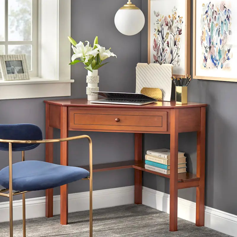 Porch & Den Lincoln Solid Wood/MDF Corner Computer Desk