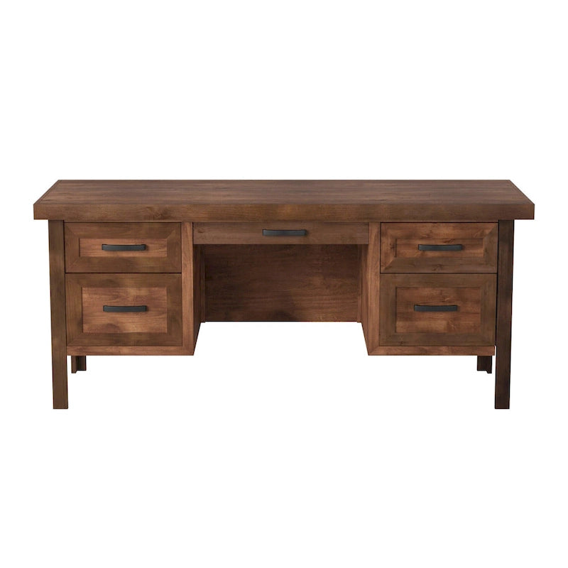 Bridgevine Home Sausalito 71 inch Executive Desk, No Assembly Required, Whiskey Finish