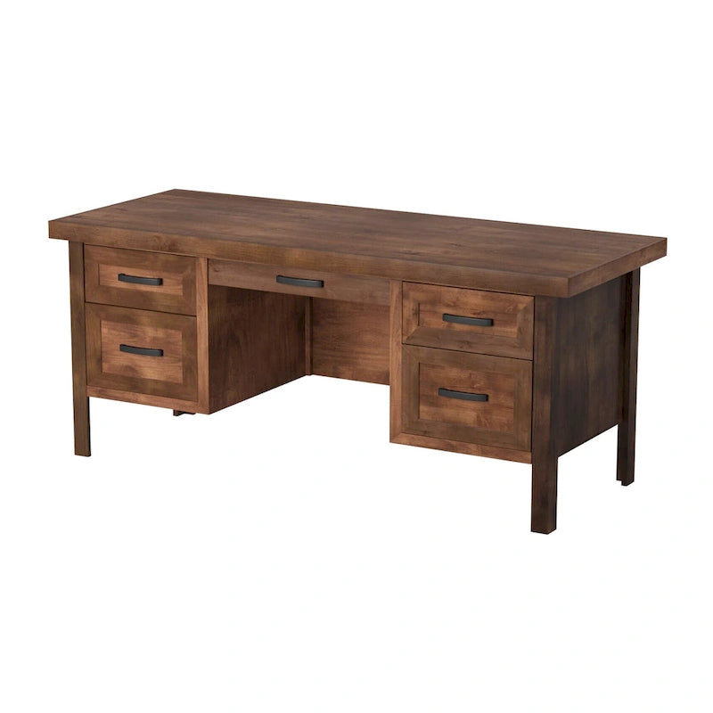 Bridgevine Home Sausalito 71 inch Executive Desk, No Assembly Required, Whiskey Finish