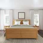 Oak Park Brown Wood King Bed and Two Nightstands