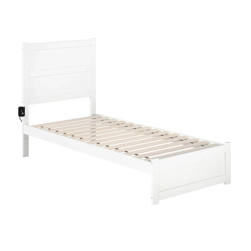 NoHo Twin Extra Long Bed with Footboard in White