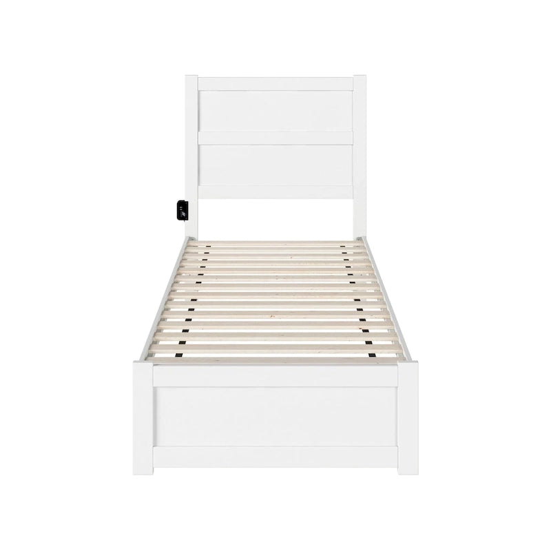 NoHo Twin Extra Long Bed with Footboard in White
