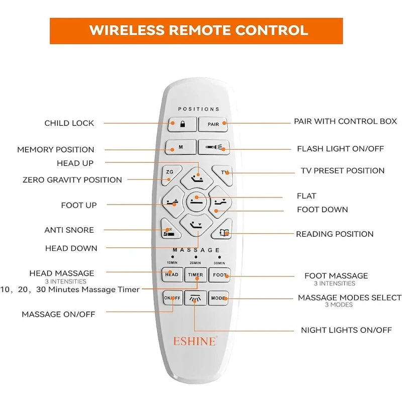 ESHINE Adjustable Bed Frame, with Massage