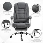 Vinsetto High-Back Executive Office Chair: Footrest, Linen-Fabric, Padded Armrests - Ergonomic