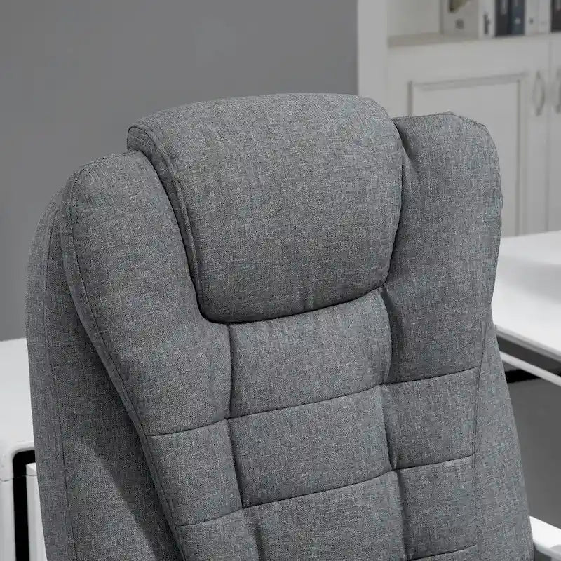 Vinsetto High-Back Executive Office Chair: Footrest, Linen-Fabric, Padded Armrests - Ergonomic