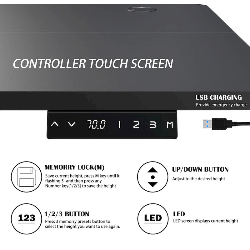 Futzca Height Adjustable Electric Standing Desk Sit Stand Computer Stand up Desk with Splice Board