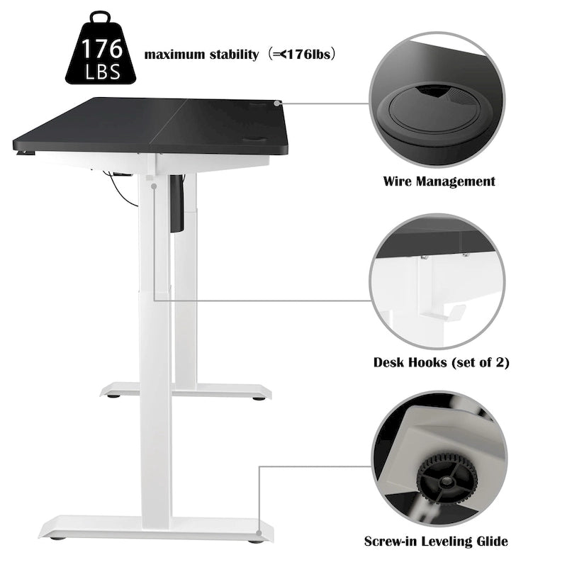 Futzca Height Adjustable Electric Standing Desk Sit Stand Computer Stand up Desk with Splice Board