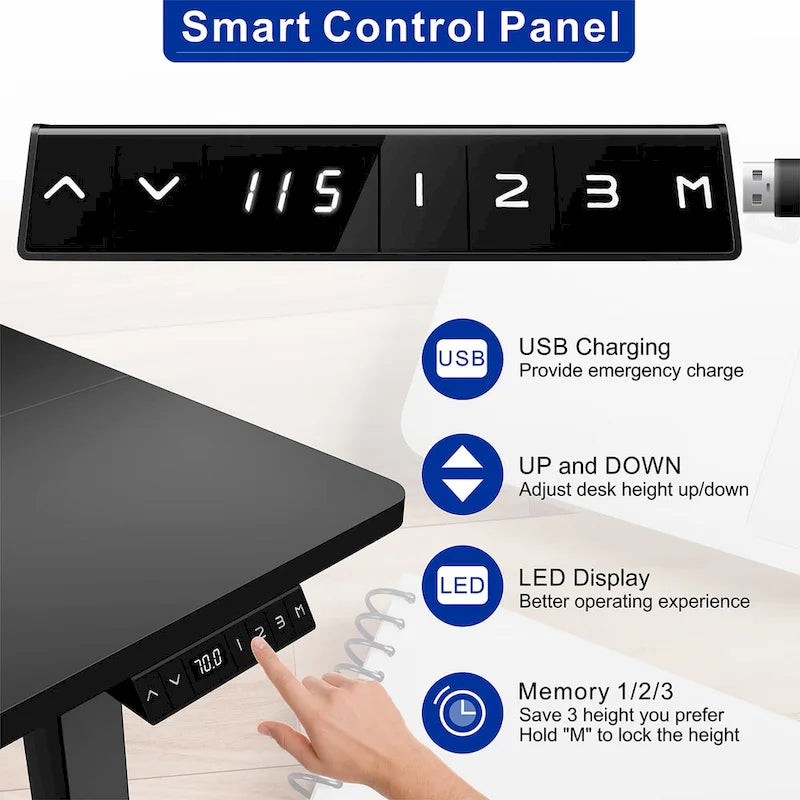Futzca Height Adjustable Electric Standing Desk Sit Stand Computer Stand up Desk with Splice Board