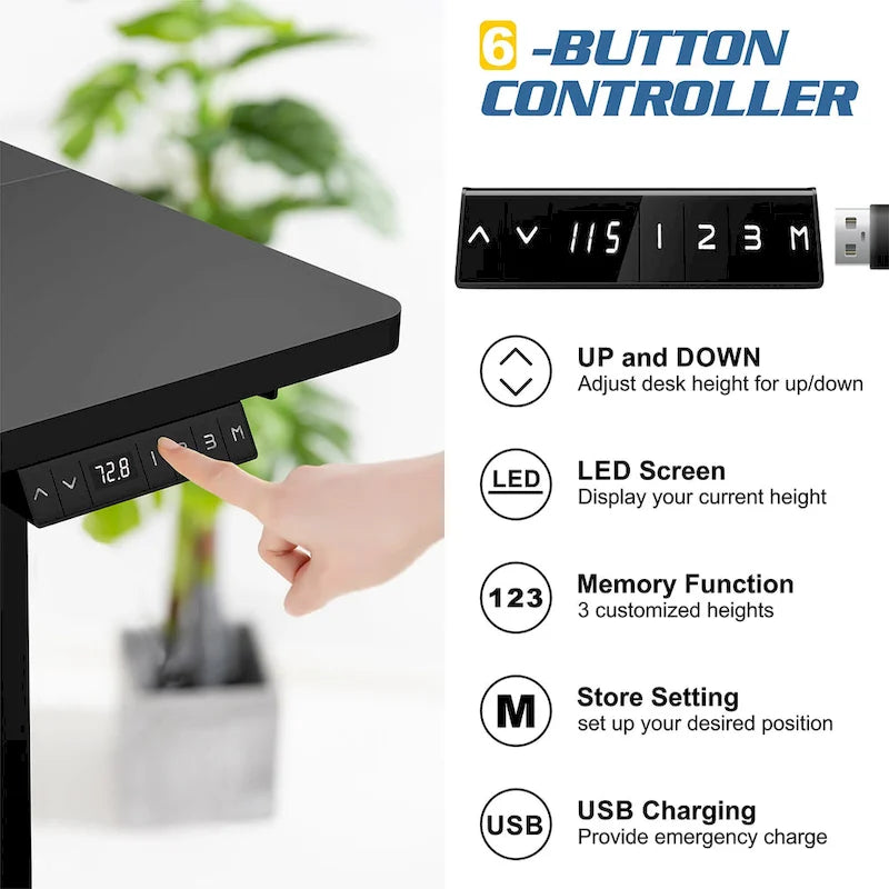 Futzca Height Adjustable Electric Standing Desk Sit Stand Computer Stand up Desk with Splice Board