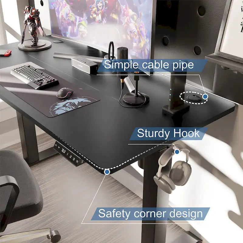 Futzca Height Adjustable Electric Standing Desk Sit Stand Computer Stand up Desk with Splice Board