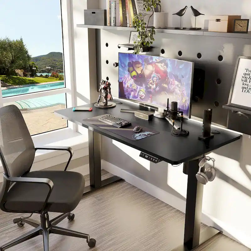 Futzca Height Adjustable Electric Standing Desk Sit Stand Computer Stand up Desk with Splice Board