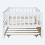 Twin Size Wood Daybed with Trundle and Fence Guardrails