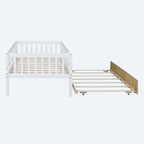 Twin Size Wood Daybed with Trundle and Fence Guardrails