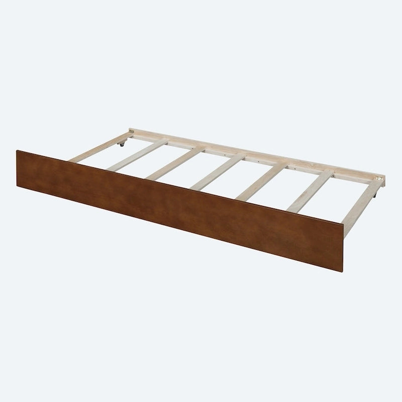 Twin Size Wood Daybed with Trundle and Fence Guardrails