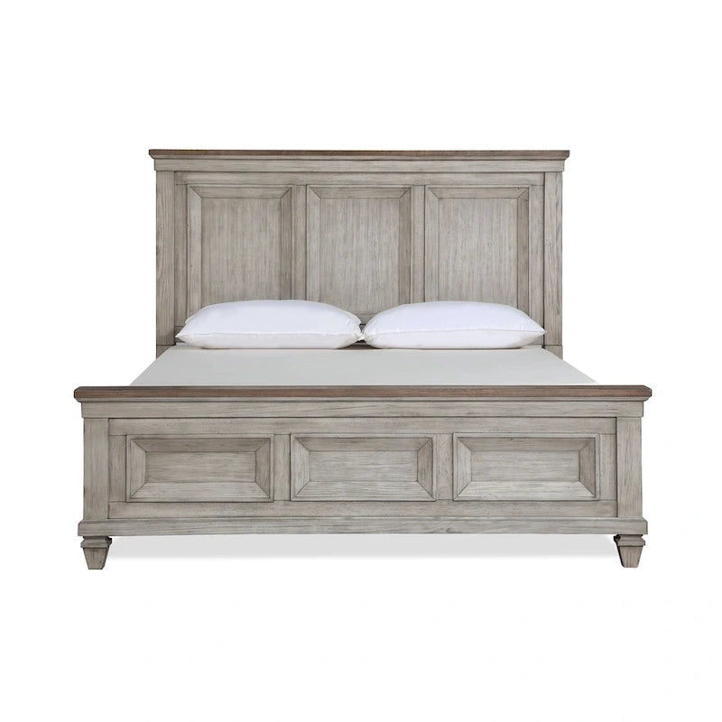 New Classic Furniture Mecklin Cream and Brown 5-Piece Bedroom Set with 2-Nightstand