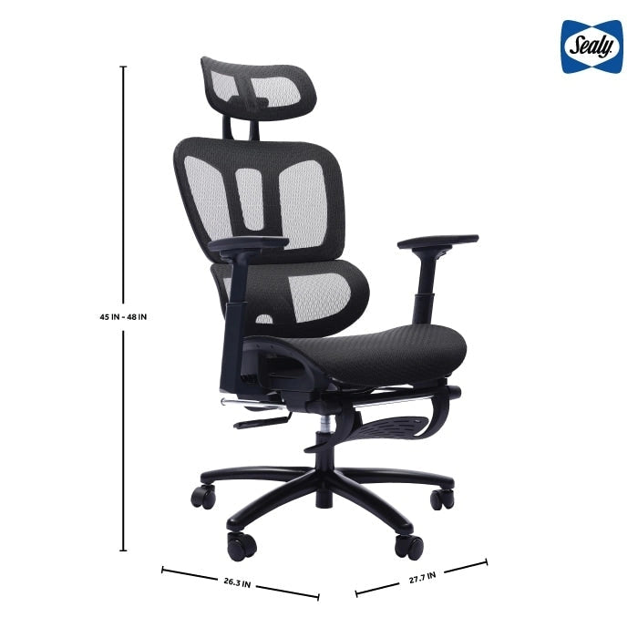 Sealy Huxley Ergonomic High-Back Mesh Office Chair with Adjustable Headrest and Armrests