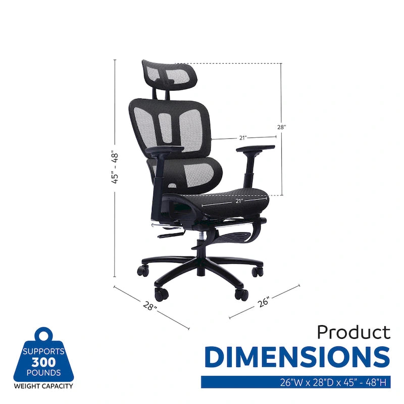 Sealy Huxley Ergonomic High-Back Mesh Office Chair with Adjustable Headrest and Armrests