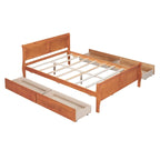 Full Size Wood Platform Bed with 4 Drawers and Streamlined Headboard