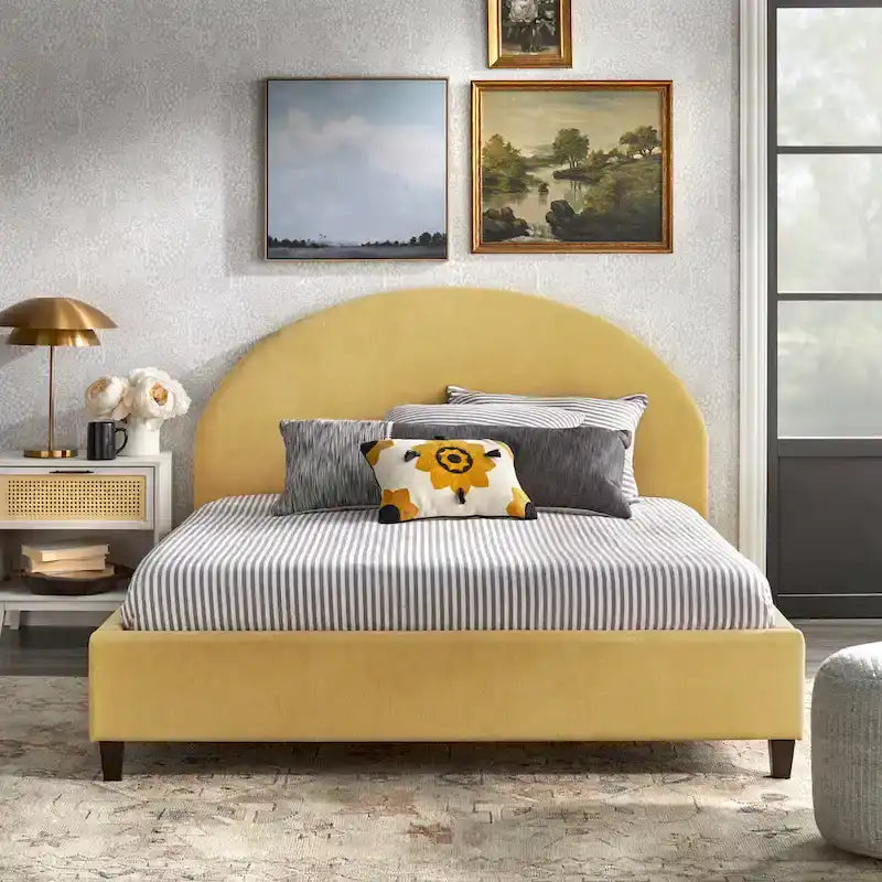angelo:HOME Ava Mid-Century Upholstered Queen Platfom Bed