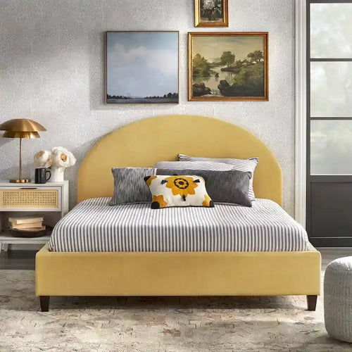 angelo:HOME Ava Mid-Century Upholstered Queen Platfom Bed