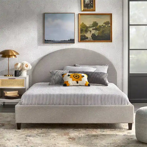 angelo:HOME Ava Mid-Century Upholstered Queen Platfom Bed