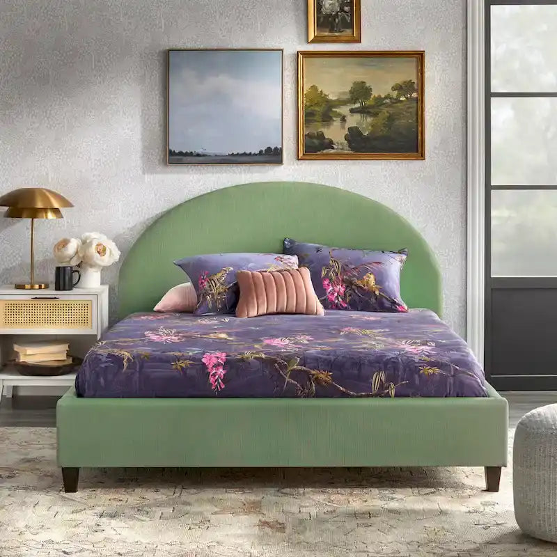 angelo:HOME Ava Mid-Century Upholstered Queen Platfom Bed