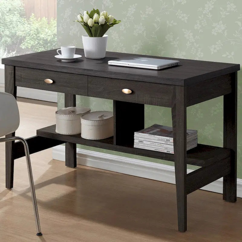 Folio 2-Drawer Small Desk with Shelves