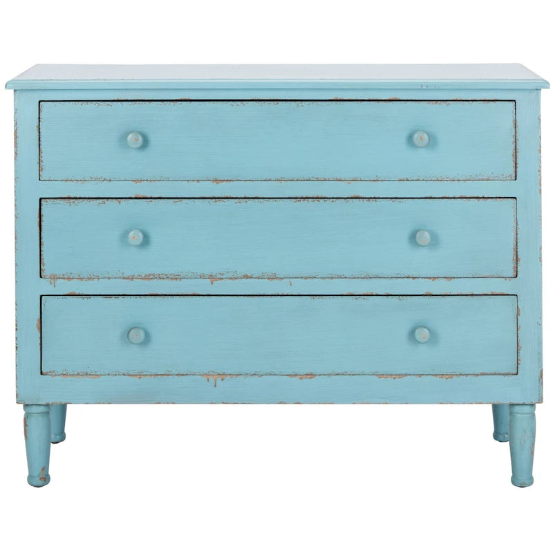 SAFAVIEH Leanna Distressed Blue 3-Drawer Storage Chest