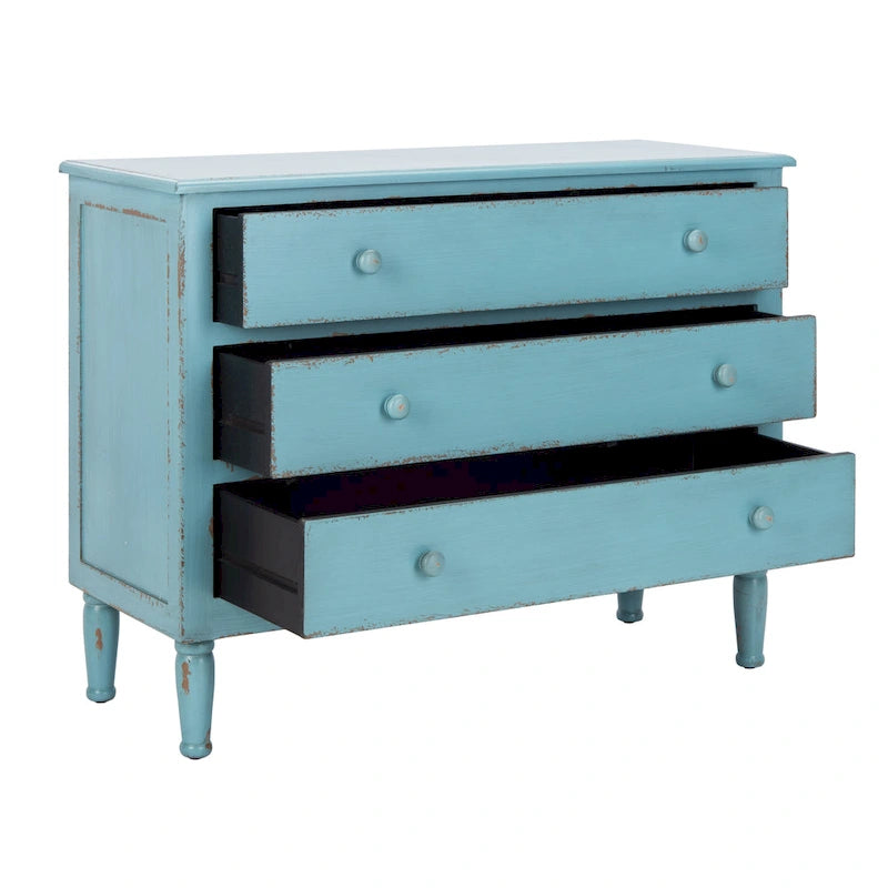 SAFAVIEH Leanna Distressed Blue 3-Drawer Storage Chest