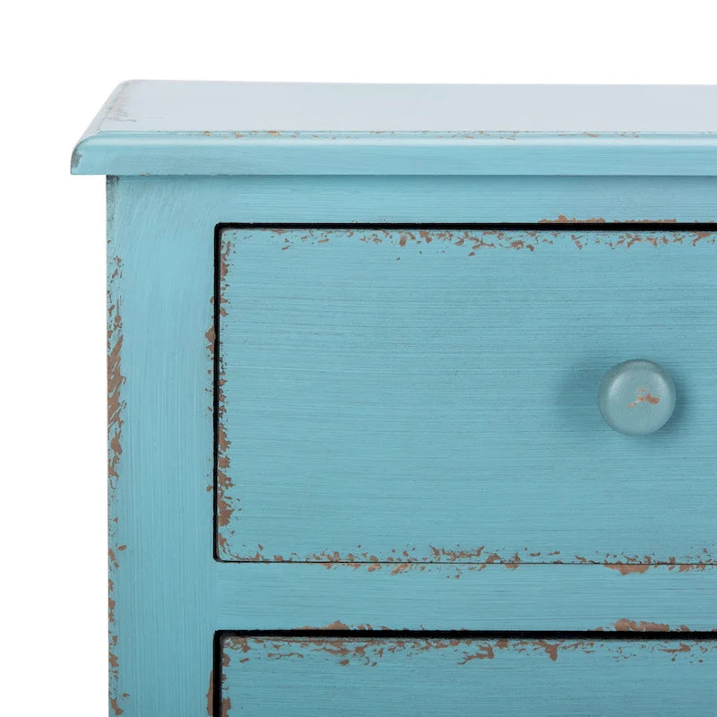 SAFAVIEH Leanna Distressed Blue 3-Drawer Storage Chest