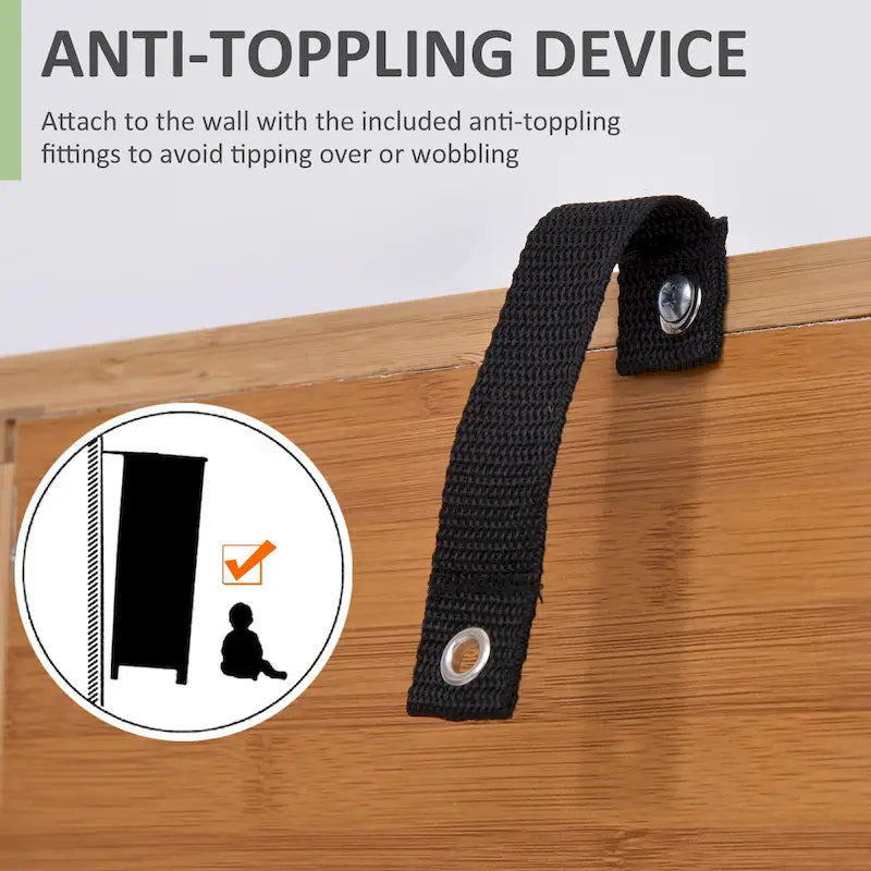 HOMCOM Bamboo Floor Cabinet Bathroom Floor Cabinet Living Room Organizer Tower with Multiple Shelves and Doors, Natural