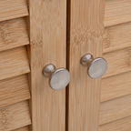 HOMCOM Bamboo Floor Cabinet Bathroom Floor Cabinet Living Room Organizer Tower with Multiple Shelves and Doors, Natural