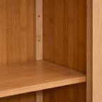 HOMCOM Bamboo Floor Cabinet Bathroom Floor Cabinet Living Room Organizer Tower with Multiple Shelves and Doors, Natural