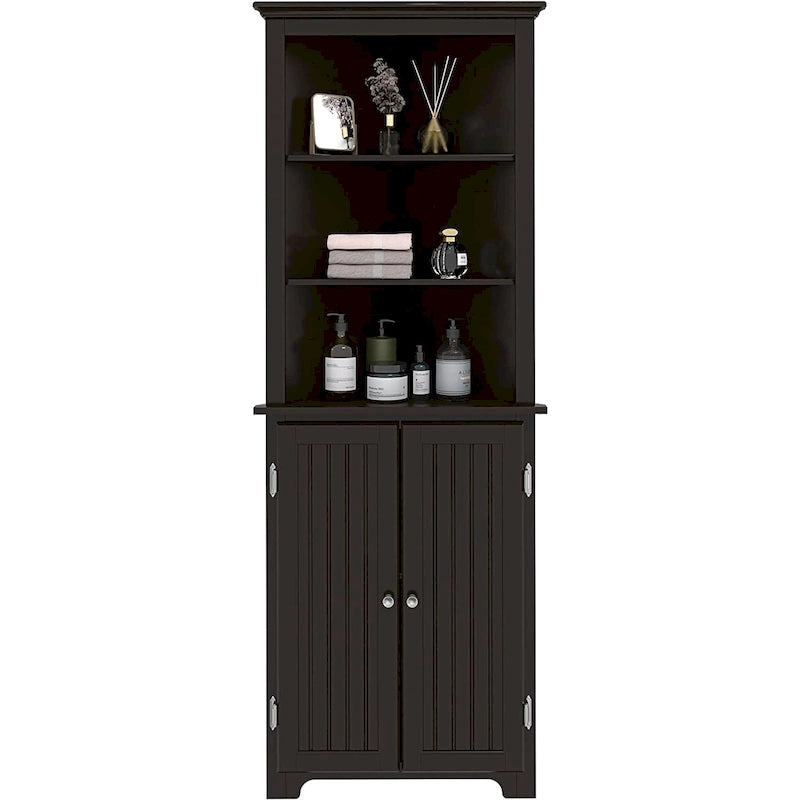 UTEX Tall Corner Cabinet, Free Standing Corner Storage Cabinet with Doors and Adjustable Shelves