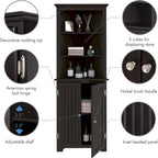 UTEX Tall Corner Cabinet, Free Standing Corner Storage Cabinet with Doors and Adjustable Shelves