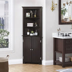 UTEX Tall Corner Cabinet, Free Standing Corner Storage Cabinet with Doors and Adjustable Shelves