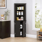 UTEX Tall Corner Cabinet, Free Standing Corner Storage Cabinet with Doors and Adjustable Shelves