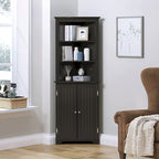 UTEX Tall Corner Cabinet, Free Standing Corner Storage Cabinet with Doors and Adjustable Shelves