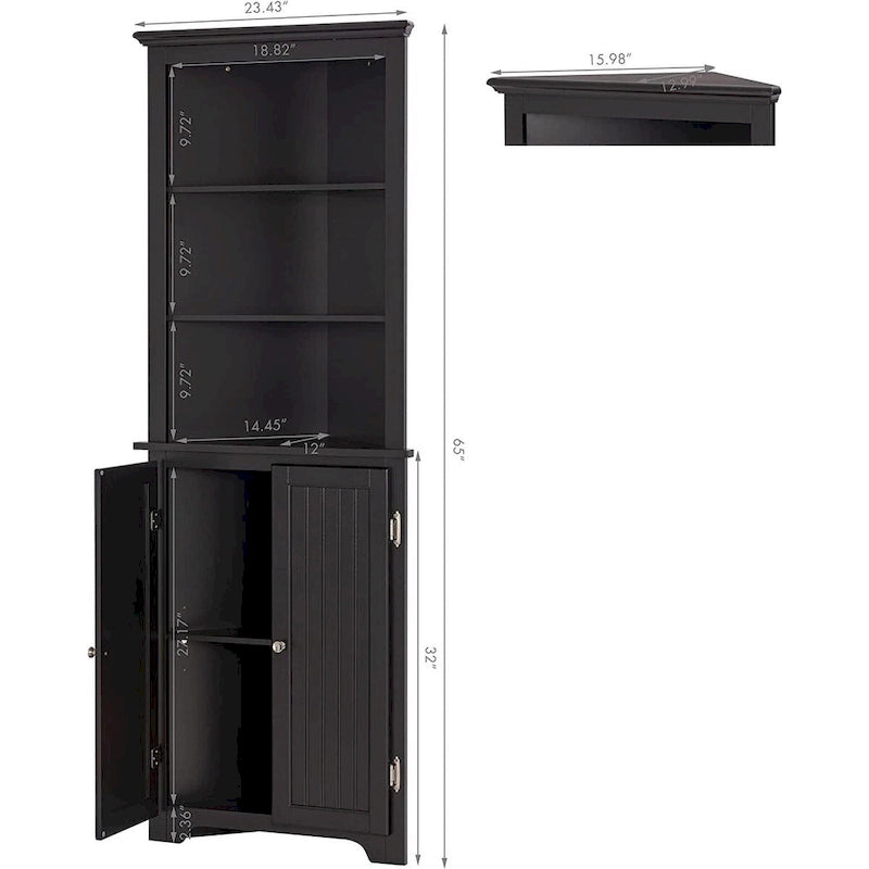 UTEX Tall Corner Cabinet, Free Standing Corner Storage Cabinet with Doors and Adjustable Shelves