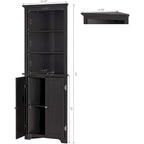UTEX Tall Corner Cabinet, Free Standing Corner Storage Cabinet with Doors and Adjustable Shelves