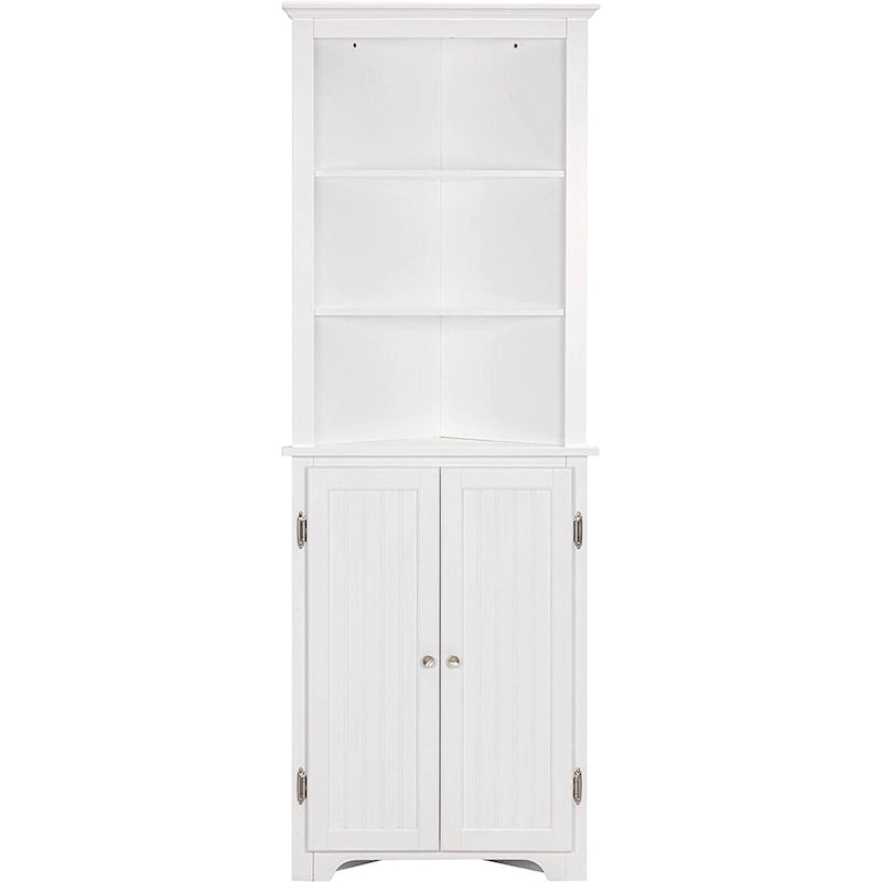 UTEX Tall Corner Cabinet, Free Standing Corner Storage Cabinet with Doors and Adjustable Shelves