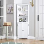UTEX Tall Corner Cabinet, Free Standing Corner Storage Cabinet with Doors and Adjustable Shelves