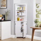 UTEX Tall Corner Cabinet, Free Standing Corner Storage Cabinet with Doors and Adjustable Shelves